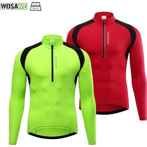 WOSAWE Men Cycling Jersey Half Zipper Back Pocket MTB Bike Shirt Downhill Jersey High Quality Pro Team Mountain Bicycle Clothing