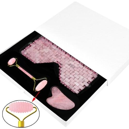 Natural Rose Quartz Jade Eye Mask Gouache Scraper Face Massage Roller Crystal Stone Cold Therapy Sleep Eye Cover Massage Tool