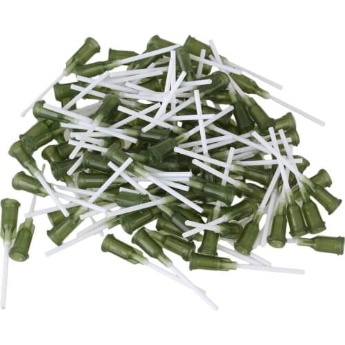 Olive Green 1 Inch 14Ga Plastic Spiral Connector Dispensing Needles With PP Blunt Tip Needle (Pack of 100)