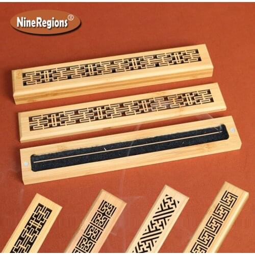 Wholesale Natural Bamboo stick incense burner Rectangle carving craft incienso holder encens censer