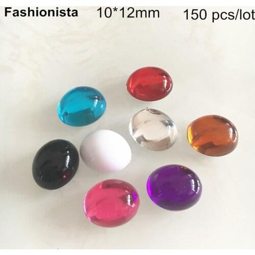 150 pcs Oval Acrylic Cabochon,10*12mm Smooth Crystal Cabs,Flat Back Domed Cabochon Beads,Crystal Resin Oval Beads For Crafts -WW