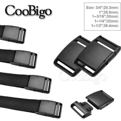 10pcs 20mm 25mm 32mm 38mm Plastic Black Center Release Buckle For Belt Strap Sports Luggage Outdoor Backpack Buckles Accessory