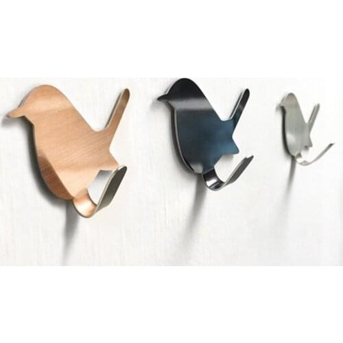 Cute birds Traceless hook，Strong adhesive creative hook，Traceless Creative hanger Hook，Stainless steel Bendable Hook