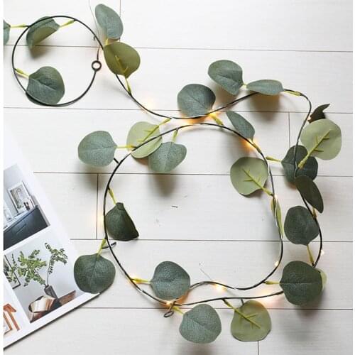 2m 20LEDs Eucalyptus Vine LED String Lights Battery Powered Fairy Lights Holidays Christmas Wedding Garden Party Decoration