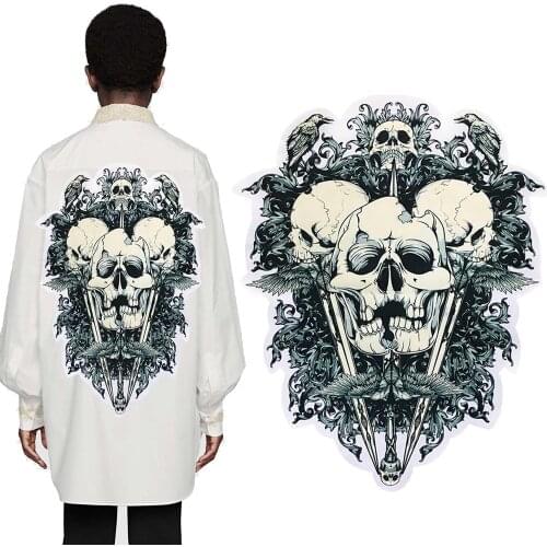 Stalker Skull Patches Big Motorcycle Jacket Patches Rock Wings Biker Iron On Ironing Embroidered Patch For Clothes Stripe