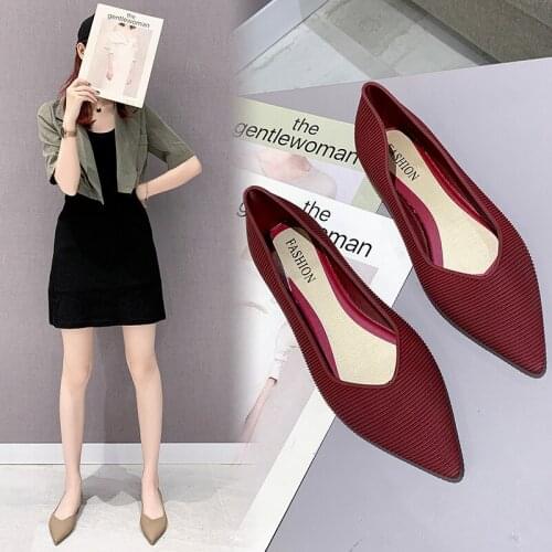Flat Shoes Women Spring and Autumn New Pointed Pumps Fashion Womens Single Shoes Flat Shoes Large Size Women Shoes