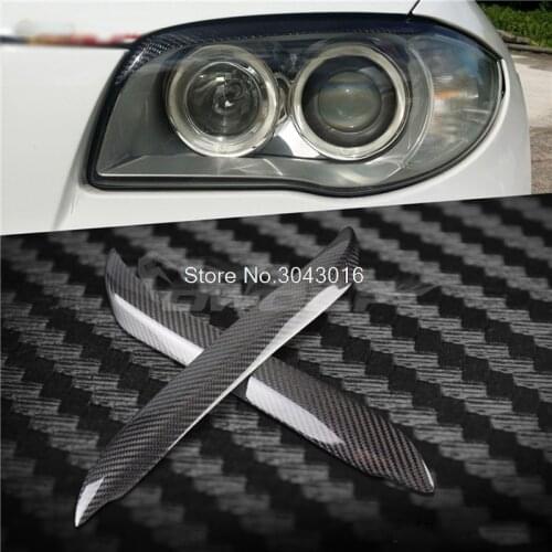High Quality Real Carbon Fiber decoration Headlights Eyebrows Eyelids cover For 1 series BMW E81 E82 E87 E88 128i 135i 2007~2011