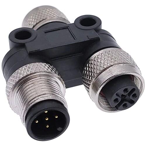 M12 Y shaped connector conversion plug male female three-way pipe waterproof sensor connectors 4pin 5pin