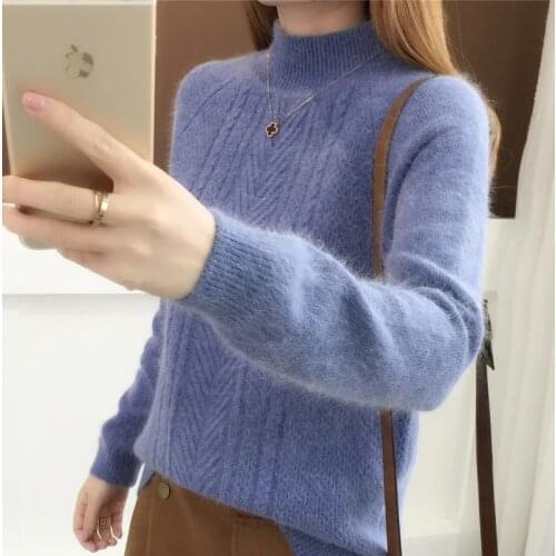 New Spring Autumn Fashion Sweater Women Pullover Loose Korean Thick Warm Knitted Bottoming Shirt Long Sleeve Female White Tops