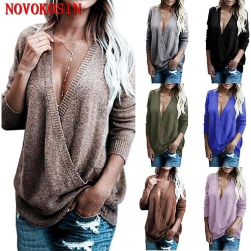 Women Long Sleeves Loose Poncho 2021 Spring Autumn Knitted Long Sweater Black Deep V Neck Open Bust Pullover Coat