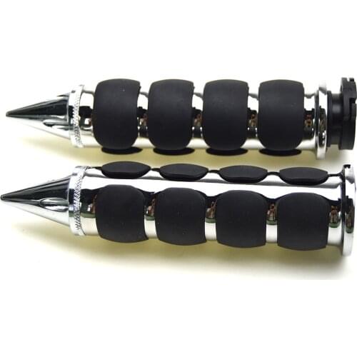 Silver 1Pair 1'' 25mm Or 7/8'' 22mm Handle Motorcycle Custom Chrome Aluminum Hand Grips for Chopper Cruiser Handlebar