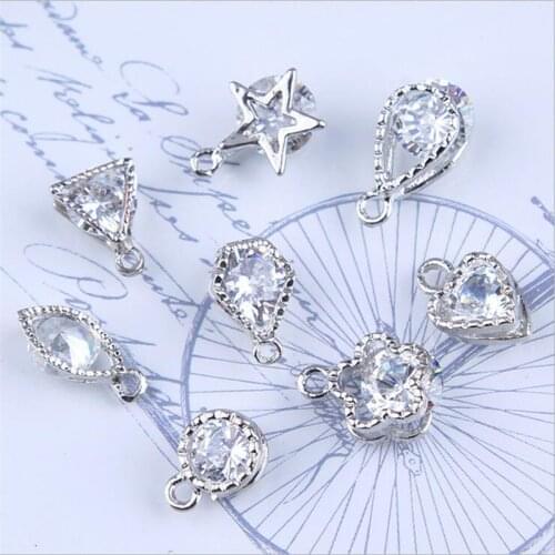10pcs/lot CZ Crystal Heart Waterdrop Charms Pendant For DIY Fashion Women Earrings Necklace Jewelry Making Findings Accessories