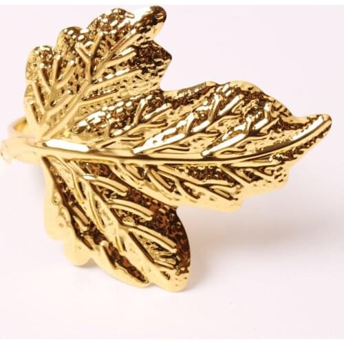 12PCS/Metal gold plating maple leaf napkin ring table top decoration used for party wedding banquet reception western food etiqu