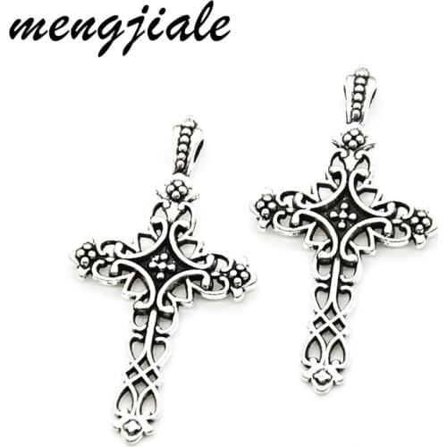 25pcs New Style Antique Silver Cross Charms Alloy Metal Pendants For DIY Jewelry Accessories Making 38*20mm