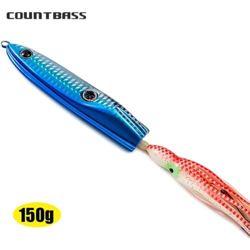 150g 5.3oz Countbass inchiku jigs with octopus assist hook, Squid Jigging, Bottom Ship Snapper Jig