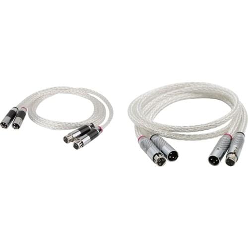 2PCS Hifi Speaker Cable 8AG Silver Plated Audio Cable with Carbon Fiber 3Pins XLR Balanced Cable,Audio Signal Cable