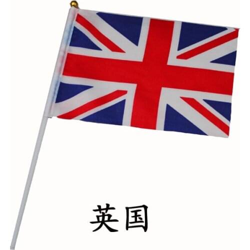 21*14cm England National Flag UK Flying Flag Britain United Kingdom Banner with Plastic Flagpoles hand waving flags 10pcs/pack