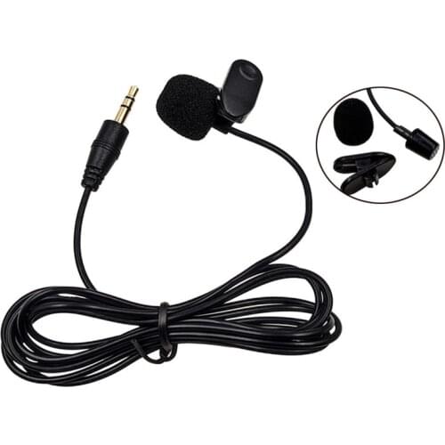 3.5mm Stereo Clip-on Lapel Lavalier Tie Microphone For Dictaphone Voice Recorder Audio Studio Wired Omni-Mic PC Laptop 1.5M