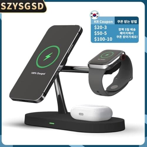5 in 1 Magnetic Wireless Charger PD Fast Charging Station for Magsafig iPhone 12 Pro Max Chargers for Apple Watch 6 Airpods pro