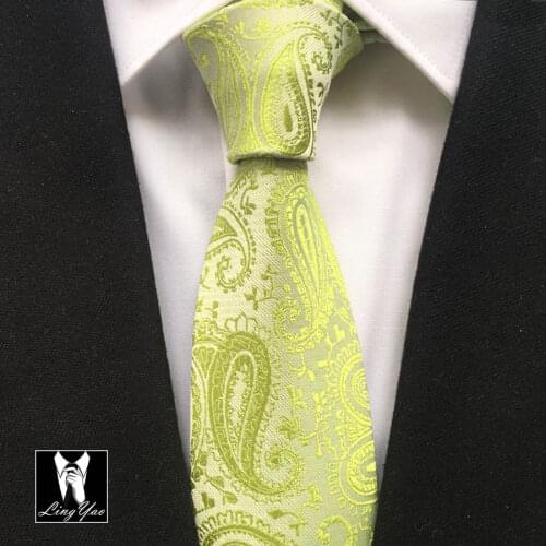 8cm Men Formal Ties Bridegroom Wedding Necktie White with Light Green Paisley