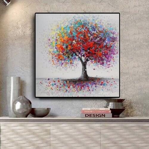 Abstract Trees Landscape Oil Paintings Print On Canvas Colorful Pop Art Canvas Prints Wall Pictures For Living Room Cuadros