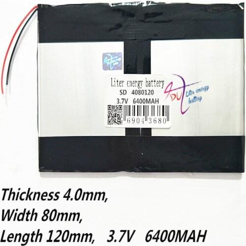 Tablet PC battery capacity 4080120 3.7V 4480121 6400mA Universal Li-ion for tablet pc 7 inch 8 9 10 11