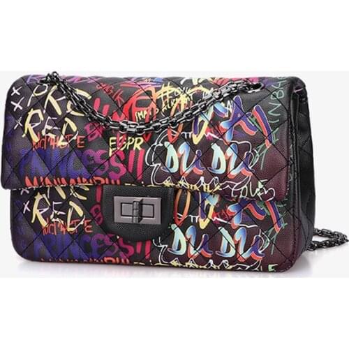 AMELIE GALANTI Bag womens new bags 2020 fashion trend graffiti bag letter diamond chain bag shoulder bag crossbody bag