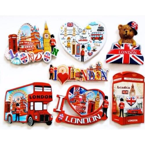 British London Bus Phone Booth Resin 3D Fridge Magnets Tourism Souvenirs Refrigerator Magnetic Stickers Home Decortion