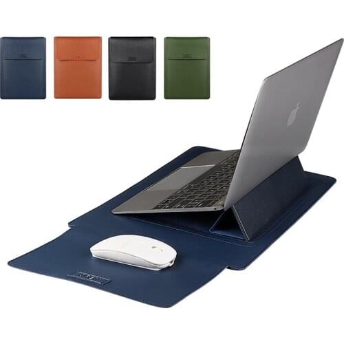 Stand Cover Soft PU Leather Laptop Sleeve For Macbook Air Pro 13.3 14 15.6 inch Laptop Bag Notebook Tablet Case For Xiaomi DELL