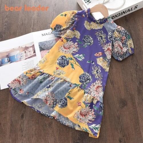 Bear Leader Kids Girls Floral Princess Costumes Fashion Baby Girl Flower Fancy Vestidos Children Ruffles Party Vestidos For 3-7Y