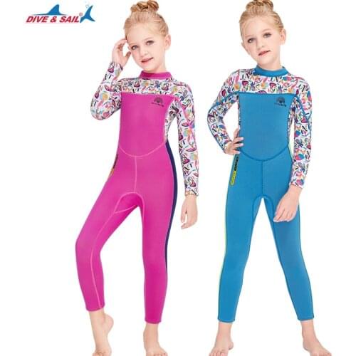 Full Body Kids Wetsuit Neoprene One Piece Warm Swimsuit 2.5MM for Girls Boys Children, Long Sleeve UV Protection Swimming Suit