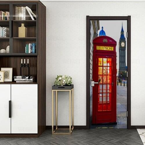 Home 3D Creative Decoration Door Stickers Wall Stickers Bedroom Living Room DIY Phone Booth Stickers Living Room Bedroom Decor