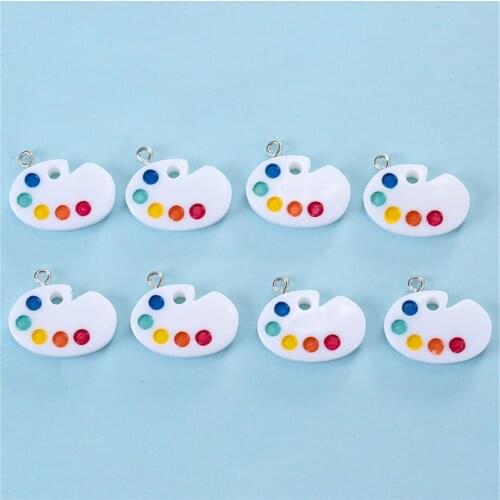 Julie Wang 10PCS Resin Color Palette Charms With Nail Flat Back Pendant Bracelet Earrings Jewelry Making Accessory Decor