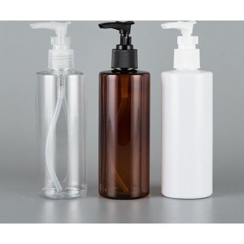 250ML X 25 Empty Plastic Flat Shoulder Bottle With Bayonet Pump Shampoo Dispenser Liquid Soap Pump Bottles Cosmetics Packaging