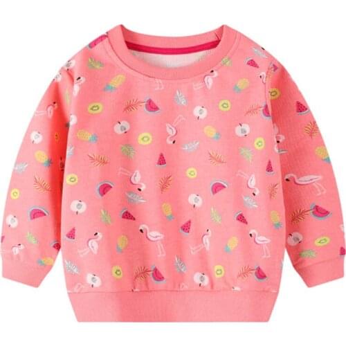 Cute Girls T-shirt Spring Baby Girls Long Sleeve O-Neck Flamingo T-Shirt Bottoming Shirts Cotton Children Tops for Girls Clothes