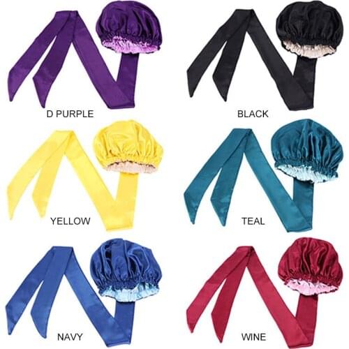 Hot Sale American Popular Satin Double Satin Hair Cap Coloring Styling Print Ribbon Round Hat Turban Scarf Wrap Headcover