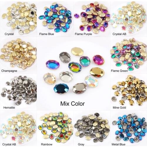 Hot sale Magic Mirror 6X8mm/8x10mm Nail Art Rhinestones 13 colors Fancy Crystal stones 30/100Pcs For 3D Nail art decoration