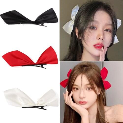2PCS Ribbon Hair Bows Clips Vintage Bowknot Side Hairpin Cute Women Girls Barrettes Bangs Hairclip Fashion Hair Accessories