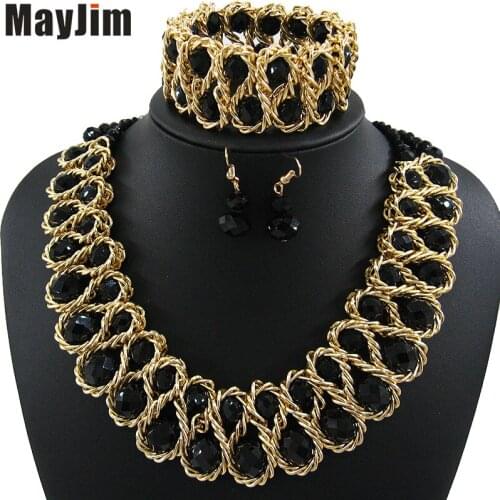 MayJim Statement necklace 2018 fashion jewelry sets Handmade beads chain crystal dubai jewelry sets Vintage Bijoux Accessories