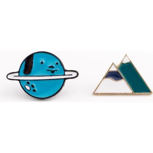 Cartoon Mountain Badge Fashion Creative Dog Planet Metal Enamel Brooch Personality Lapel Backpack Jewelry Accessories Gift