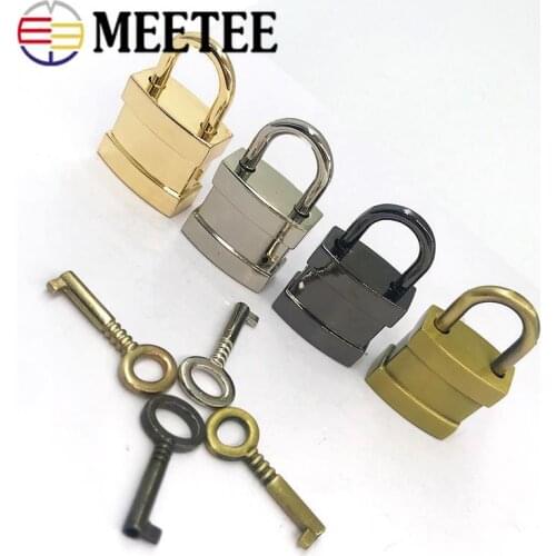 Meetee 2/4pcs Metal Keys Padlocks for Luggage Square Lock Clasp DIY Bags Handbags Hardware Decorative Buckle Accessories