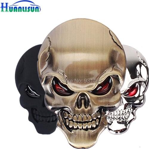 5cmX3.5cm 3D Metal Skull Motorcycle Bike Badge Decals Car Sticker Logo Emblem for Fiat Bmw Ford Lada Audi opel volvo