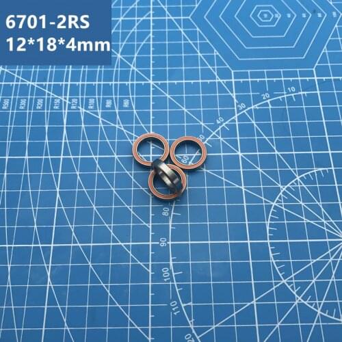 Free Shipping High quality 6701RS 6701-2RS 12*18*4 mm Miniature double Rubber Orange seal Deep Groove Ball Bearing 6701 2RS