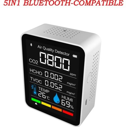 Air Quality Monitor 5 in1 CO2 Meter Bluetooth-compatible Digital Temperature Humidity Tester Carbon Dioxide TVOC HCHO Detector
