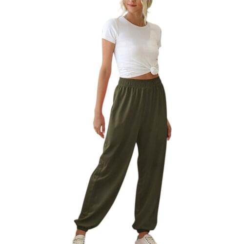 New Women Yoga Pants Summer Sports Fitness Lady Solid Long Pants Gym Home Exercise Yoga Wear High Waist Loose 2020