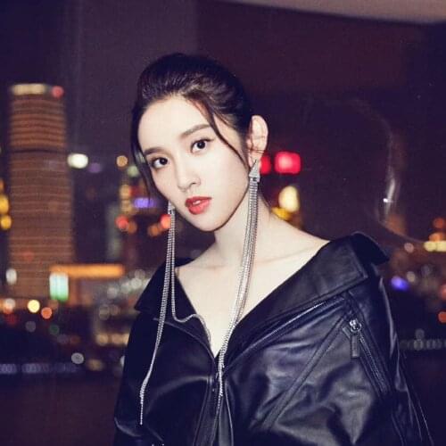 New Arrival Shiny Rhinestone Long Chain Dangle Earrings For Women Jewelry Hot Sale Fashion Show Statement Earrings Accessory