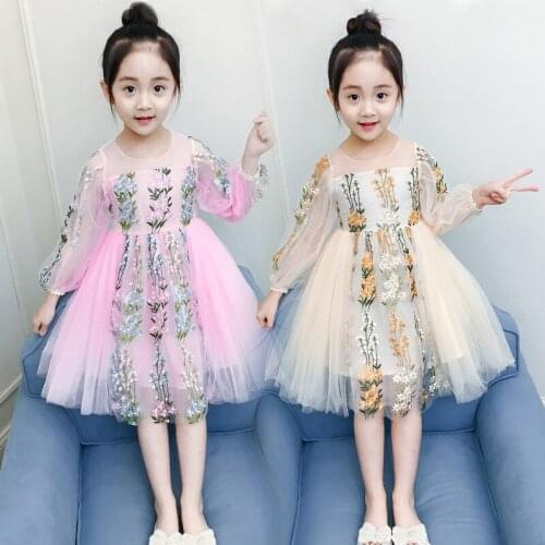 4-10 Years Girls Dress Casual Flower Mesh Princess Dress Fashion Tutu Dress for Girl Kids Clothing Summer Children Dresses 2020