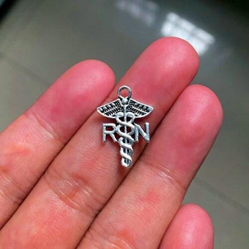 30pcs RAINXTAR Alloy Medical Sign RN Registered Nurse Pendants Charms Necklace Aesthetic Accessories Jewelry Making Supplies