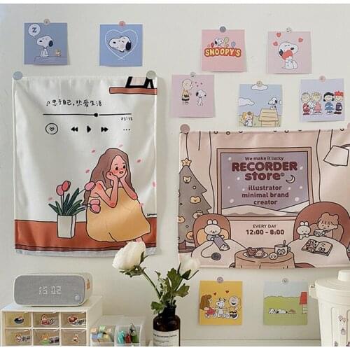 Hanging Cloth Background Fabric Ins Girl Room Decoration Dormitory Bedroom Wall Bedspread Cloth Anime Tapestry Home Decor