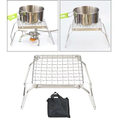 Portable Mini Folding Grill Height Adjustable Campfire Charcoal Stove BBQ Grilling Rack